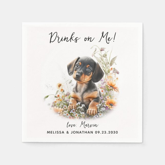 Dog Wedding Cocktail Napkin (Front)