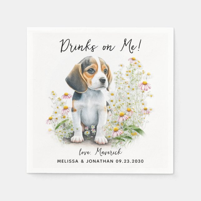 Dog Wedding Cocktail Napkin (Front)