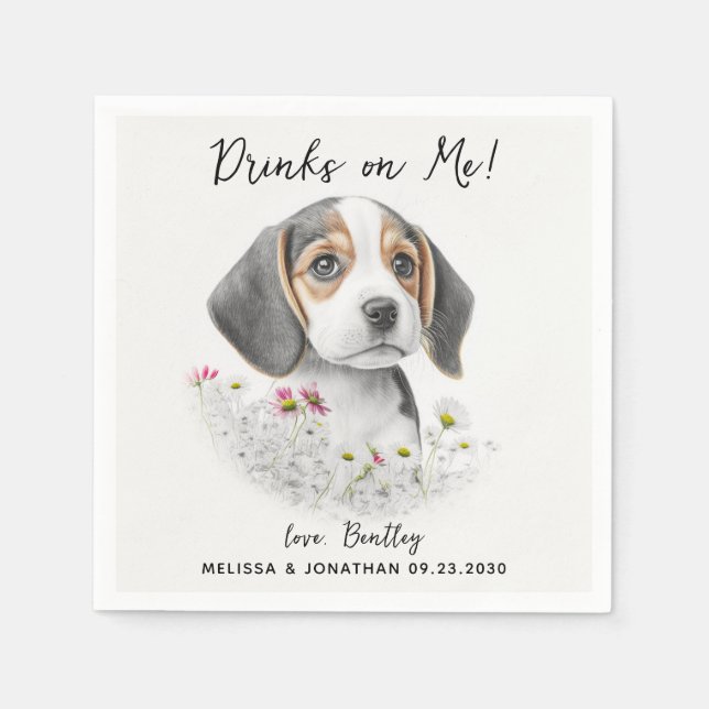 Dog Wedding Cocktail Napkin (Front)