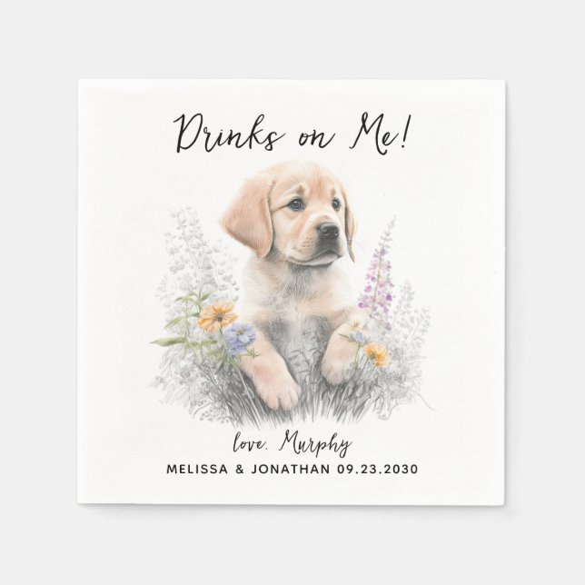 Dog Wedding Cocktail Napkin (Front)