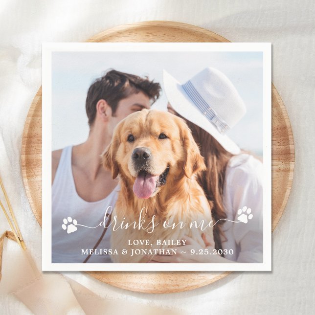 Dog Wedding Custom Photo Cocktail Napkin (Creator Uploaded)