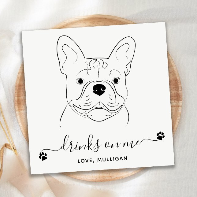 Dog Wedding Drinks On Me Custom French Bulldog Napkin (Creator Uploaded)