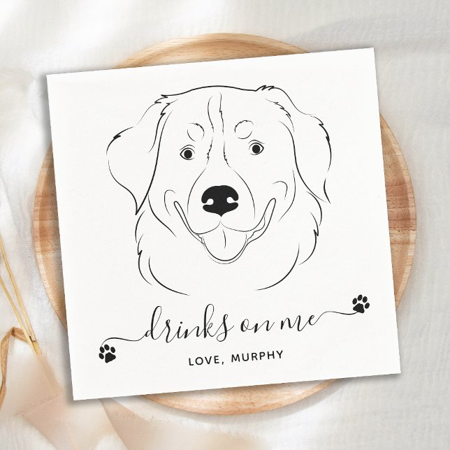 Dog Wedding Drinks On Me Custom Golden Retriever  Napkin (Creator Uploaded)
