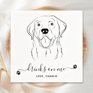Dog Wedding Drinks On Me Custom Labrador Cocktail  Napkin