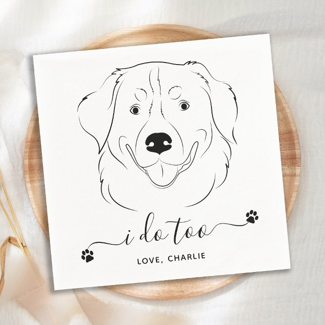 Dog Wedding I Do Too Personalised Golden Retriever Napkin (Creator Uploaded)
