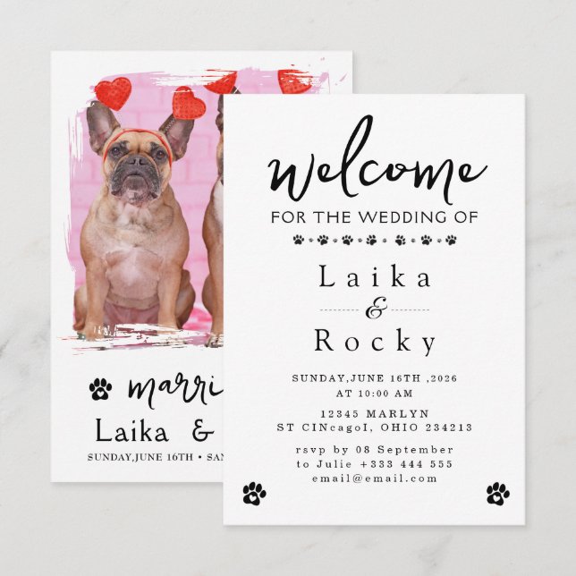Dog Wedding Invitation (Front/Back)