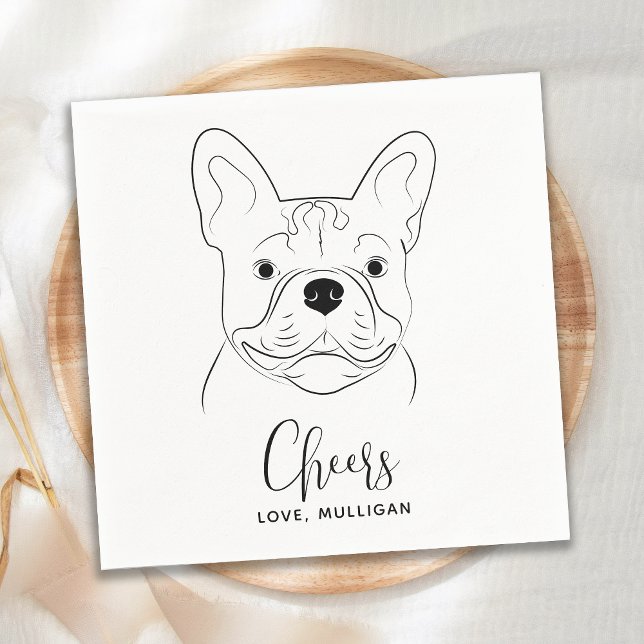 Dog Wedding Personalised Cheers French Bulldog Napkin (Creator Uploaded)