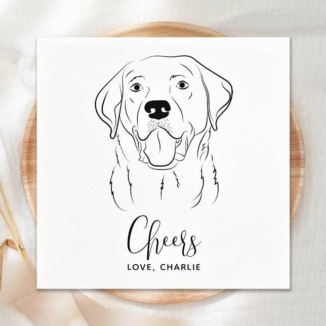 Dog Wedding Personalised Cheers Labrador Cocktail Napkin (Creator Uploaded)