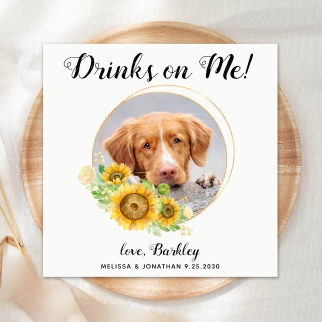 Dog Wedding Personalised Cocktail Bar Napkin (Creator Uploaded)