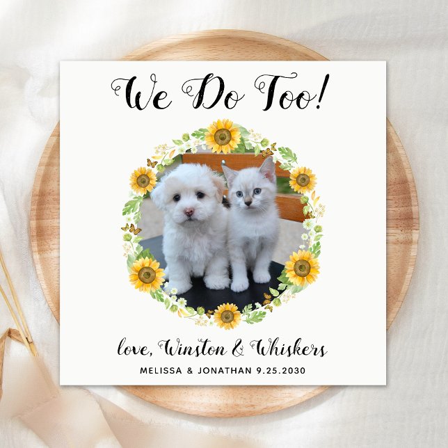Dog Wedding Personalised Cocktail Bar Napkin (Creator Uploaded)