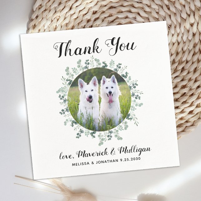 Dog Wedding Personalised Thank You Cocktail Napkin (Creator Uploaded)