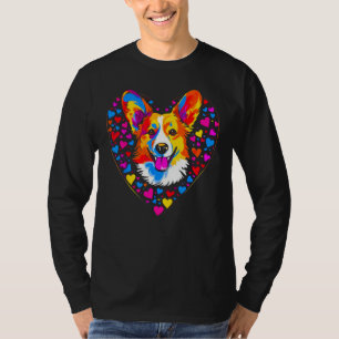 Dog Welsh Corgi Yellow Blue Red Heart T-Shirt