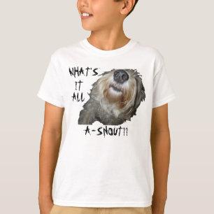 Dog "WHAT'S IT ALL A-SNOUT??" Kids Basic Tee