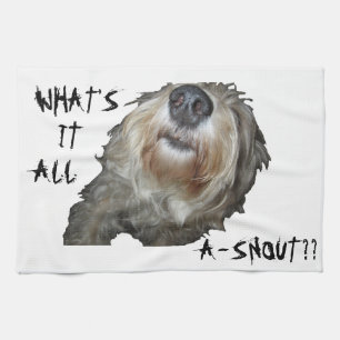Dog "WHAT'S IT ALL A-SNOUT??" Kitchen Towel