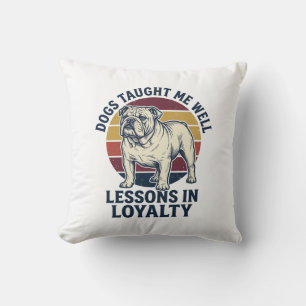 Dog Wisdom Shirt Vintage Bulldog Lesson Graphic_1 Cushion