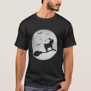 Dog Witch Broom Full Moon French Bulldog Dog Hallo T-Shirt