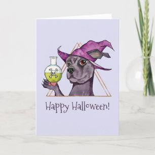 Dog Witch, Happy Halloween Holiday Card