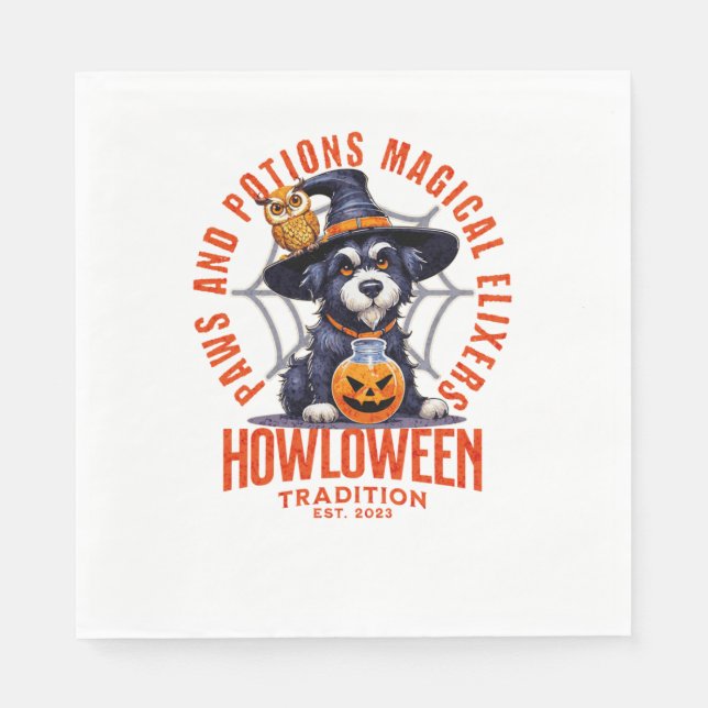Dog Witch - Paws and Potions Magical Elixers. Howl Napkin (Front)