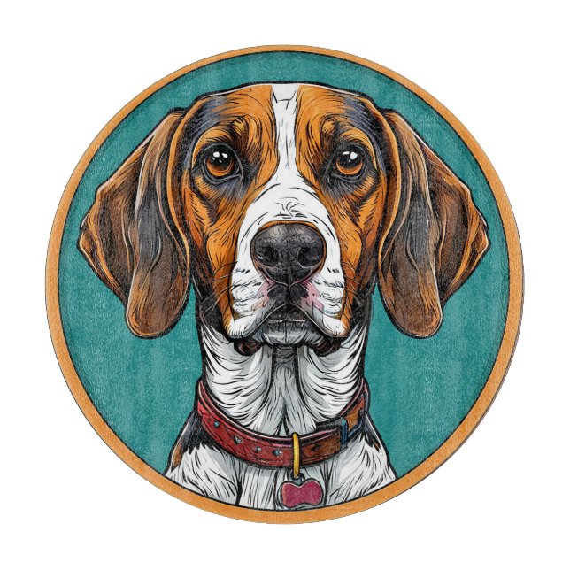Dog With a Collar in a Circular Frame Cutting Board (Front)