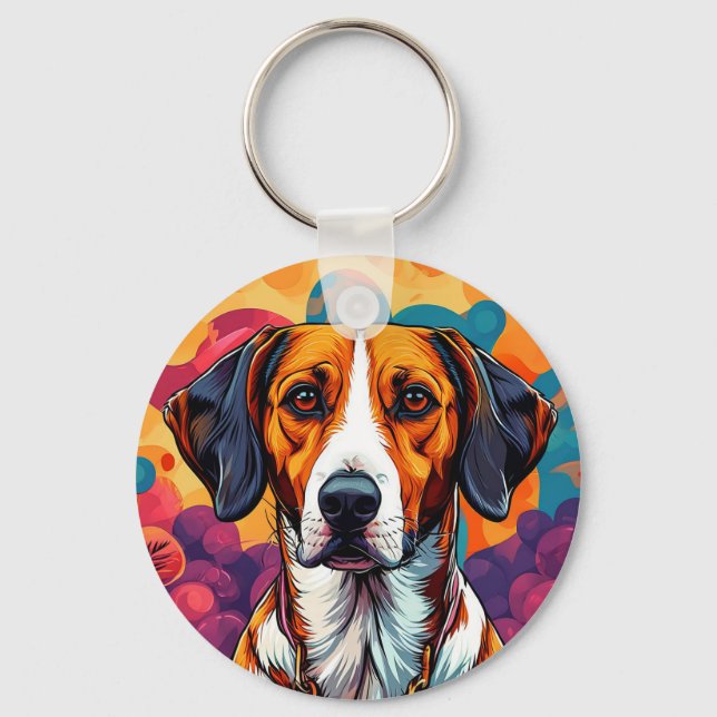 Dog With a Collar in a Circular Frame Key Ring (Front)