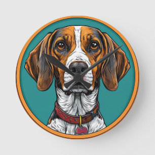 Dog With a Collar in a Circular Frame Round Clock
