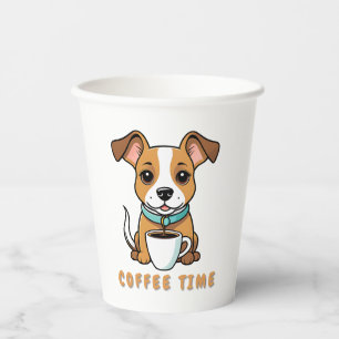 dog with a cup coffee