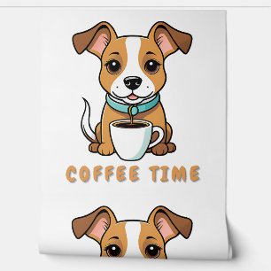 dog with a cup coffee wallpaper