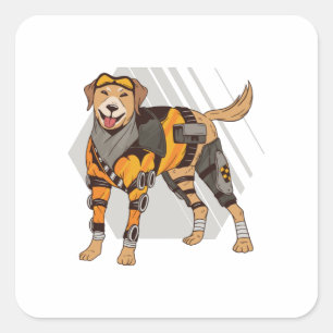 Dog with armour, Robot Dog, Cyborg Dog Square Sticker