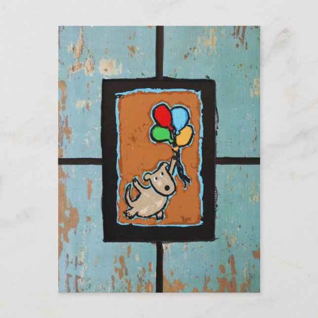 dog with balloons postcard (Front)