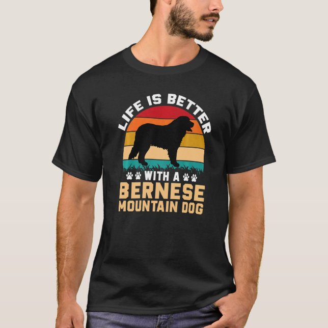 Dog     with Bernese Mountain Dog  2 T-Shirt (Front)