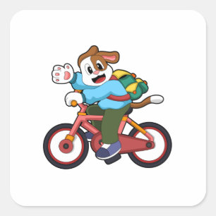 Dog with Bicycle Square Sticker