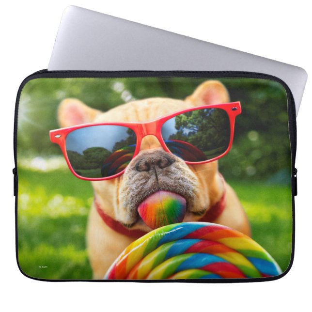 Dog With Big Lollipop Laptop Sleeve (Front)