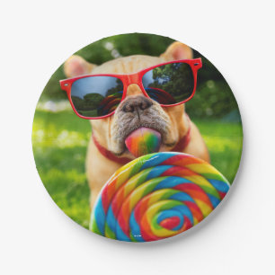 Dog With Big Lollipop Paper Plate
