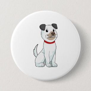 Dog with Bone 7.5 Cm Round Badge