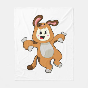 Dog with Bone as Rabbit Fleece Blanket