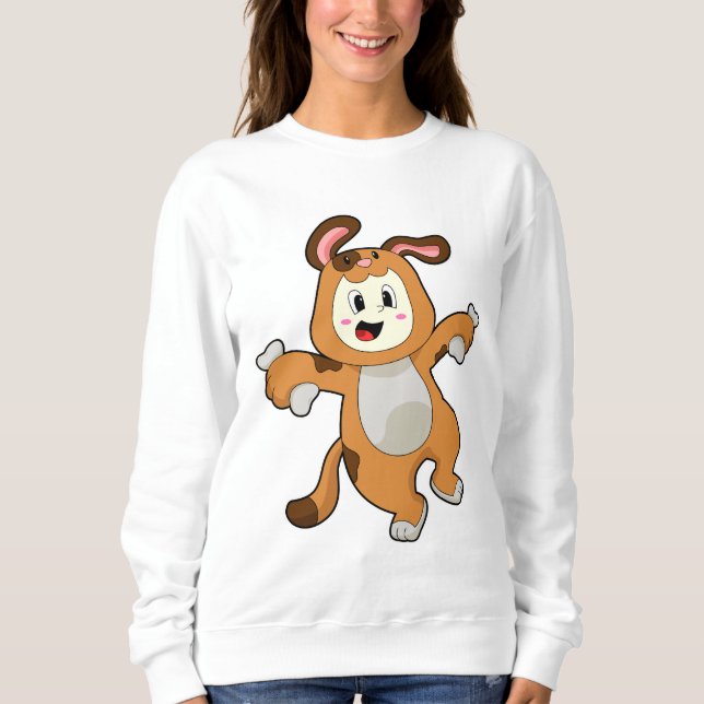 Dog with Bone as Rabbit Sweatshirt (Front)