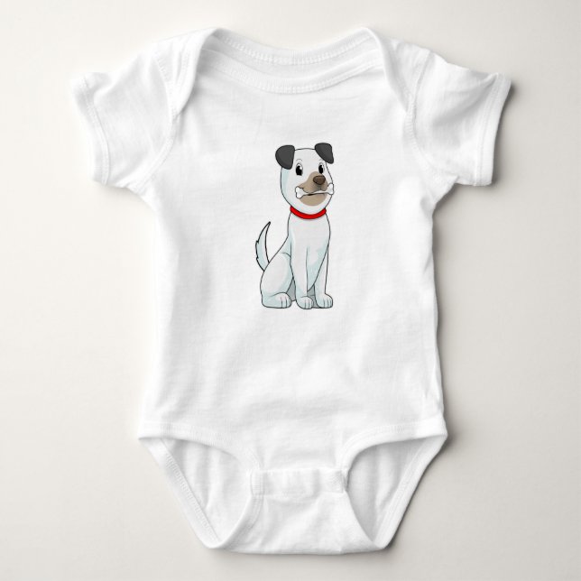 Dog with Bone Baby Bodysuit (Front)