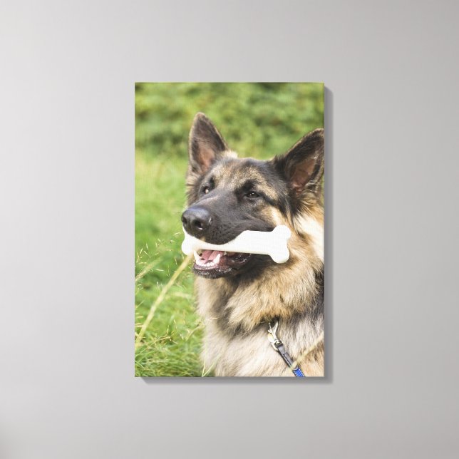 Dog with bone canvas print (Front)