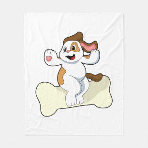Dog with Bone Fleece Blanket