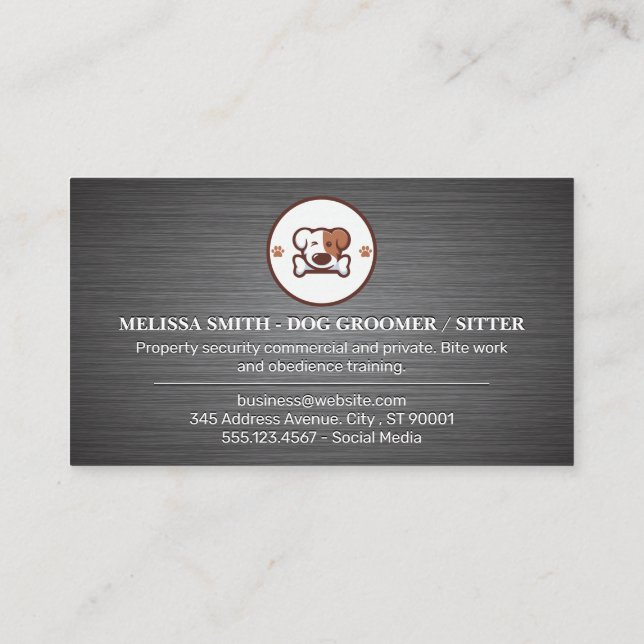 Dog with Bone Logo | Groomer | Sitter Business Card (Back)