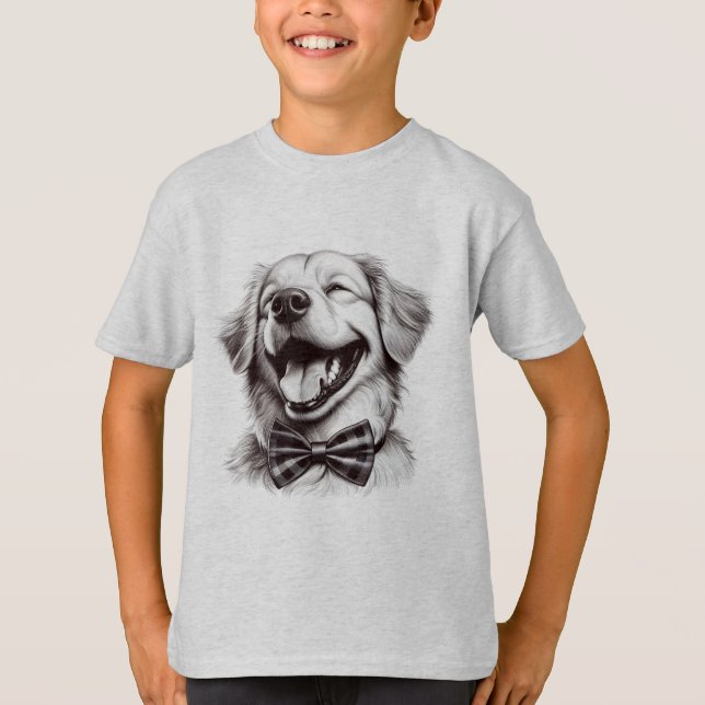 dog with bow tie laughing T-Shirt (Front)