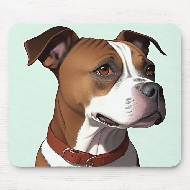 Dog With Brown and White Coat and Collar Mouse Pad (Front)