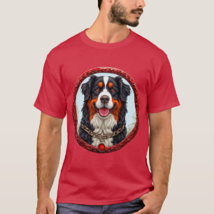 Dog with Chain Collar and Bold Background T-Shirt
