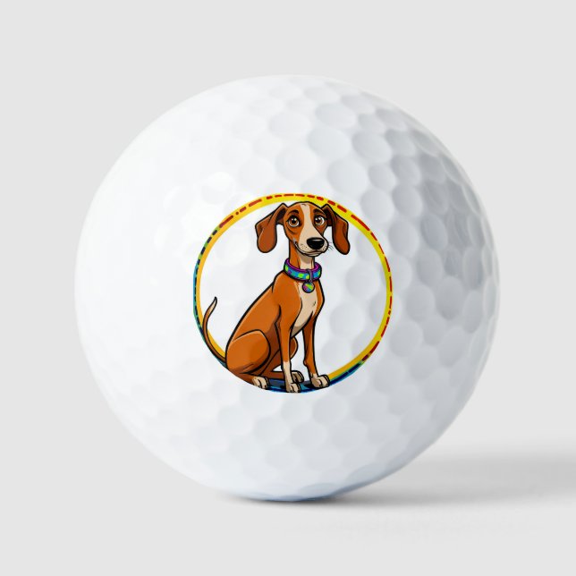 Dog with Colourful Collar Inside Decorative circle Golf Balls (Front)