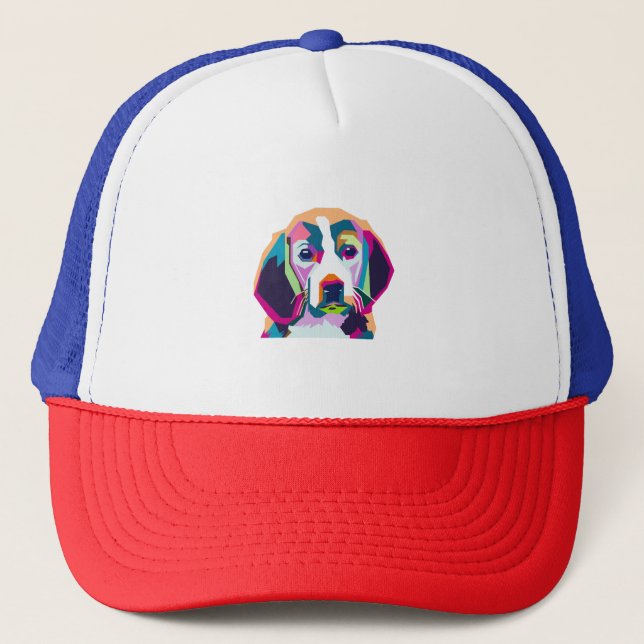 dog with colourful trucker hat (Front)