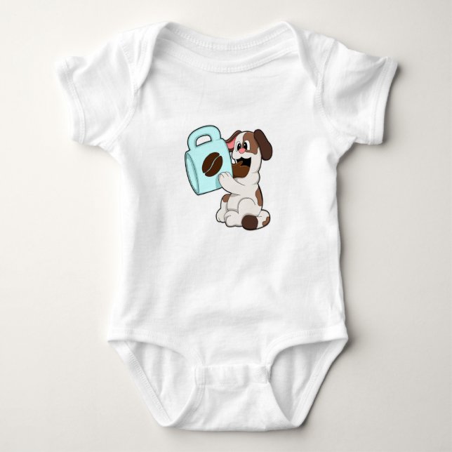 Dog with Cup of Coffee Baby Bodysuit (Front)
