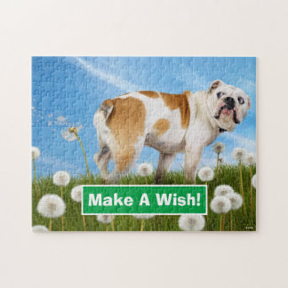 Dog With Dandelion Jigsaw Puzzle