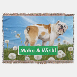 Dog With Dandelion Throw Blanket