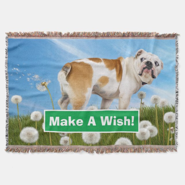 Dog With Dandelion Throw Blanket (Front)