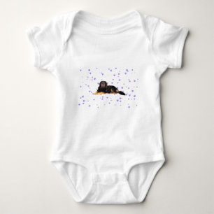 Dog with Falling purple Hearts Baby Bodysuit